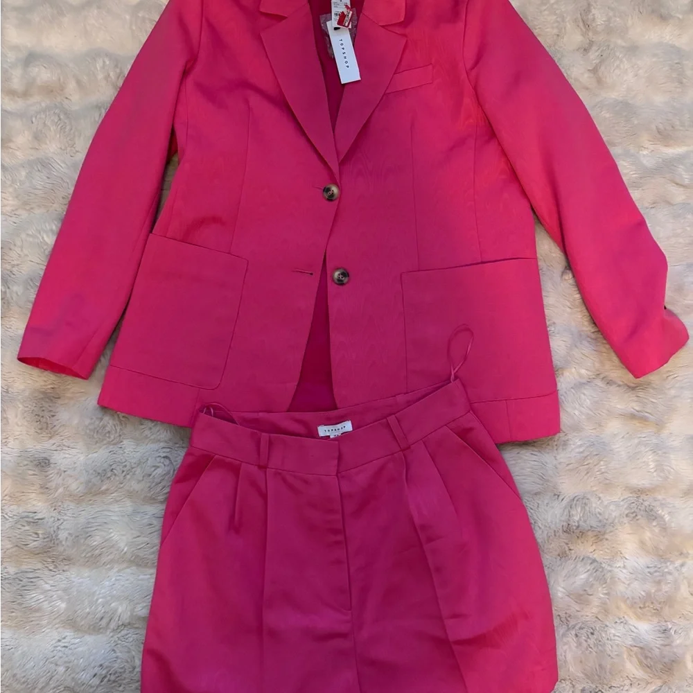 Topshop Bold Pink Blazer short set - Picture 1 of 8